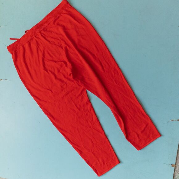 NWT St John Apple Red Wool Blend High Waisted Knit Jogger Pants Size XLarge - Picture 8 of 11